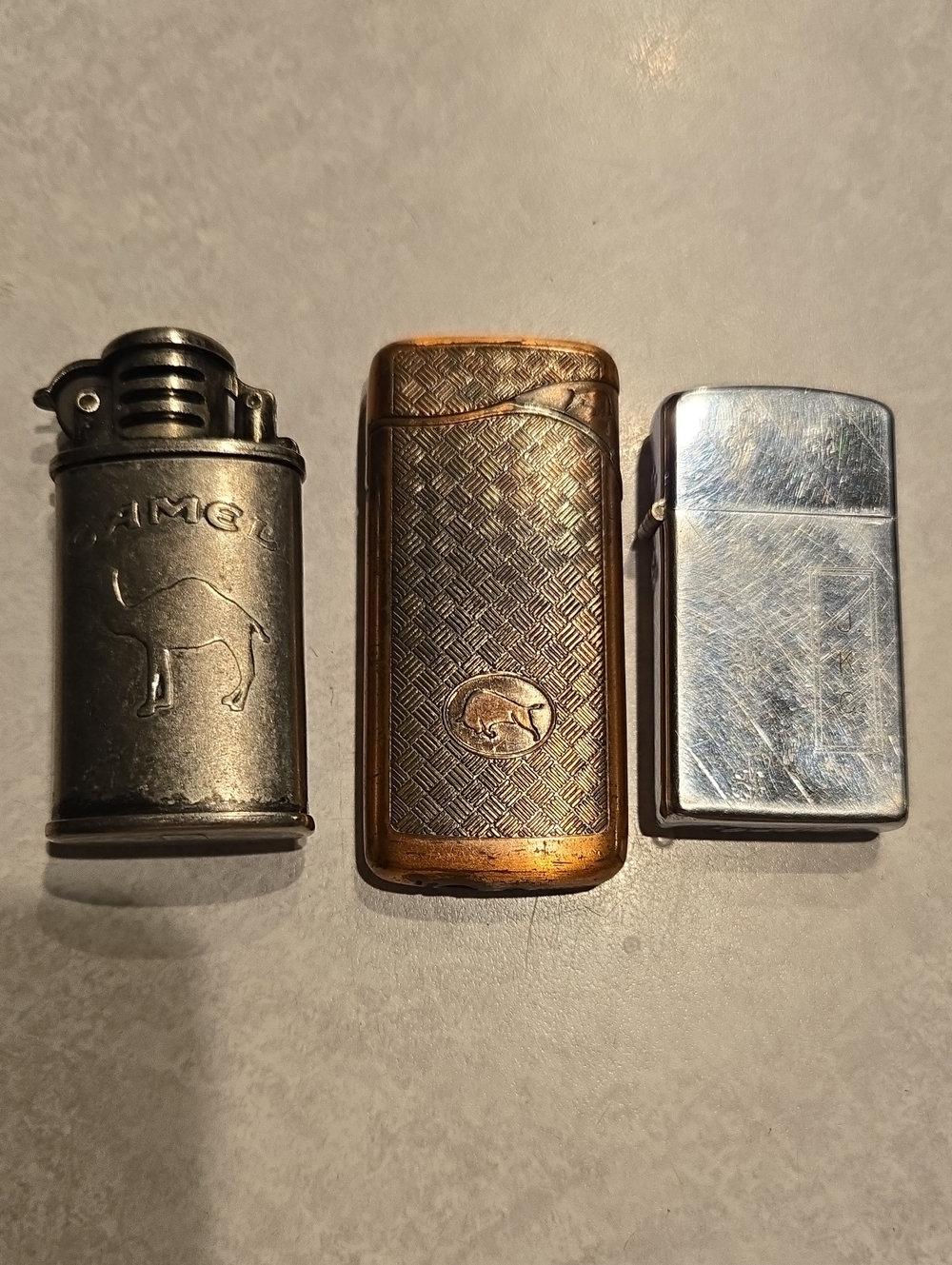 Vintage Men’s Brass Tone and Silver Pocket Lighters NON WORKING